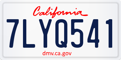 CA license plate 7LYQ541