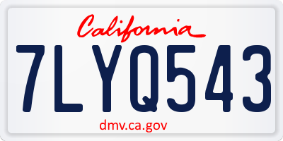 CA license plate 7LYQ543
