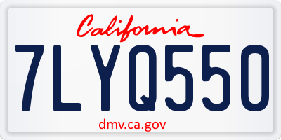 CA license plate 7LYQ550