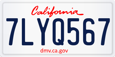 CA license plate 7LYQ567