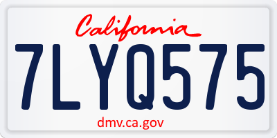 CA license plate 7LYQ575