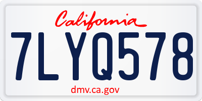 CA license plate 7LYQ578