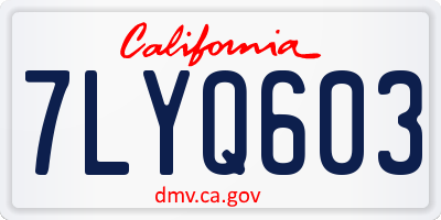 CA license plate 7LYQ603