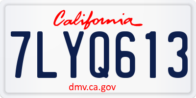 CA license plate 7LYQ613