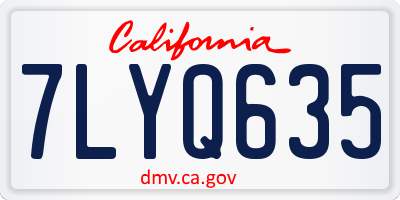CA license plate 7LYQ635