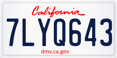 CA license plate 7LYQ643