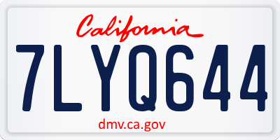 CA license plate 7LYQ644