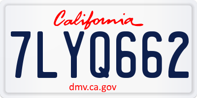 CA license plate 7LYQ662