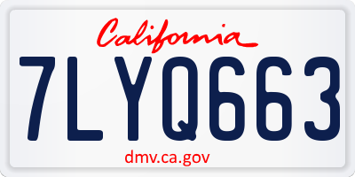CA license plate 7LYQ663