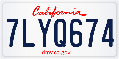 CA license plate 7LYQ674