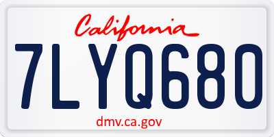 CA license plate 7LYQ680
