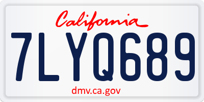 CA license plate 7LYQ689