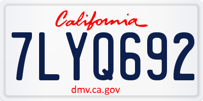 CA license plate 7LYQ692