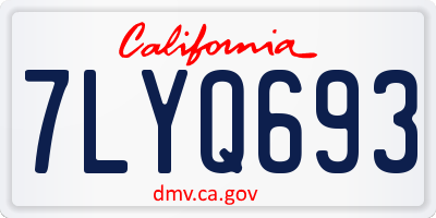 CA license plate 7LYQ693