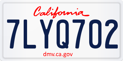 CA license plate 7LYQ702