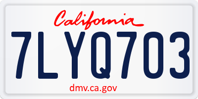 CA license plate 7LYQ703