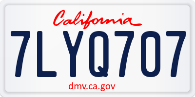 CA license plate 7LYQ707