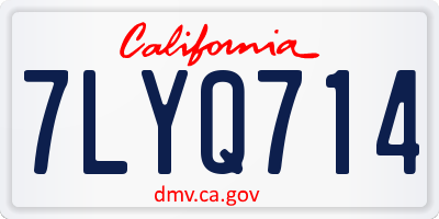 CA license plate 7LYQ714