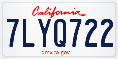 CA license plate 7LYQ722