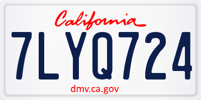 CA license plate 7LYQ724