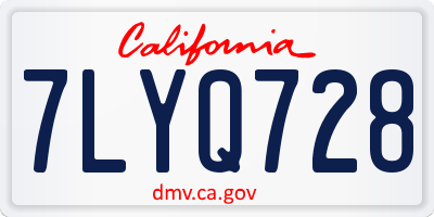 CA license plate 7LYQ728
