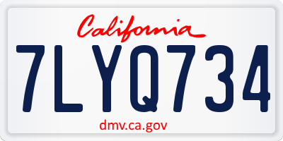 CA license plate 7LYQ734