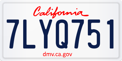 CA license plate 7LYQ751