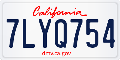 CA license plate 7LYQ754