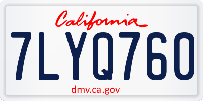 CA license plate 7LYQ760