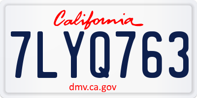 CA license plate 7LYQ763