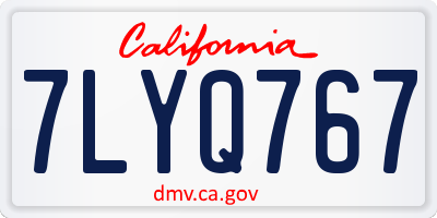 CA license plate 7LYQ767