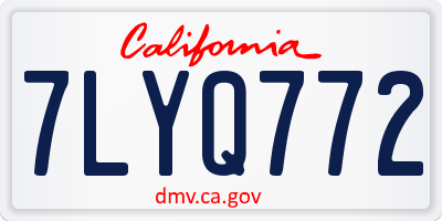 CA license plate 7LYQ772
