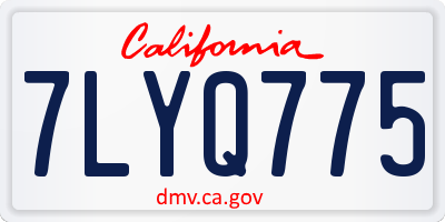 CA license plate 7LYQ775