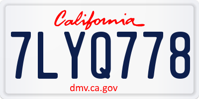 CA license plate 7LYQ778