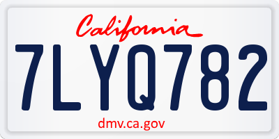CA license plate 7LYQ782