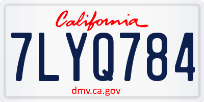 CA license plate 7LYQ784