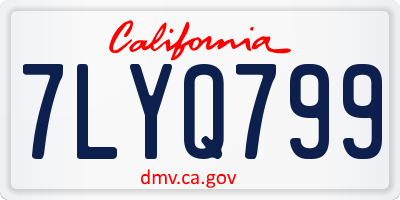 CA license plate 7LYQ799