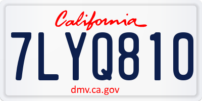 CA license plate 7LYQ810