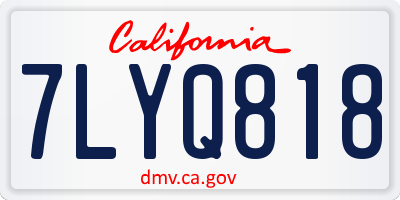 CA license plate 7LYQ818