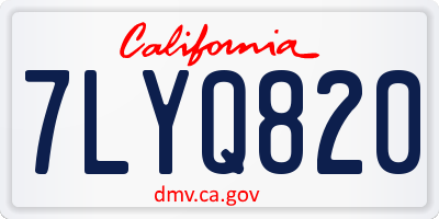 CA license plate 7LYQ820