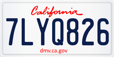 CA license plate 7LYQ826