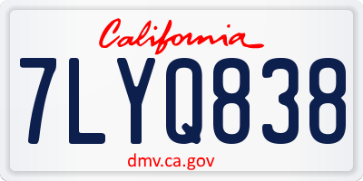 CA license plate 7LYQ838