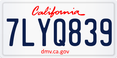 CA license plate 7LYQ839