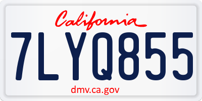 CA license plate 7LYQ855