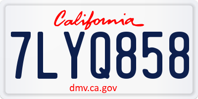 CA license plate 7LYQ858