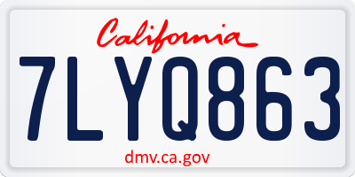 CA license plate 7LYQ863