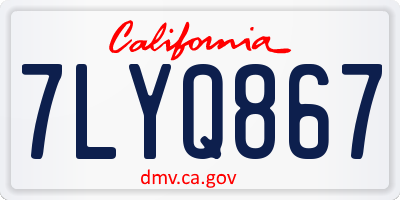CA license plate 7LYQ867