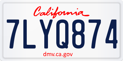 CA license plate 7LYQ874