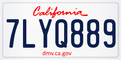 CA license plate 7LYQ889