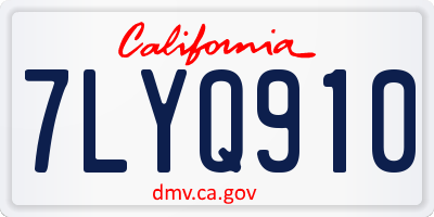 CA license plate 7LYQ910